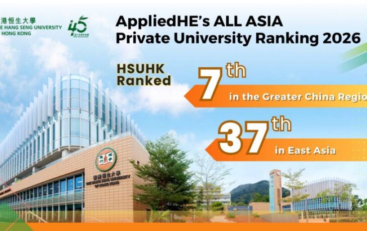 HSUHK ranked 7th among private universities in Greater China